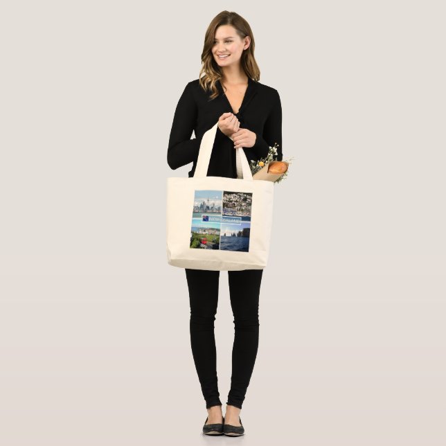 Bolsa Tote Grande NZ Auckland Skyline - Wellington panorama - (Frente (modelo))