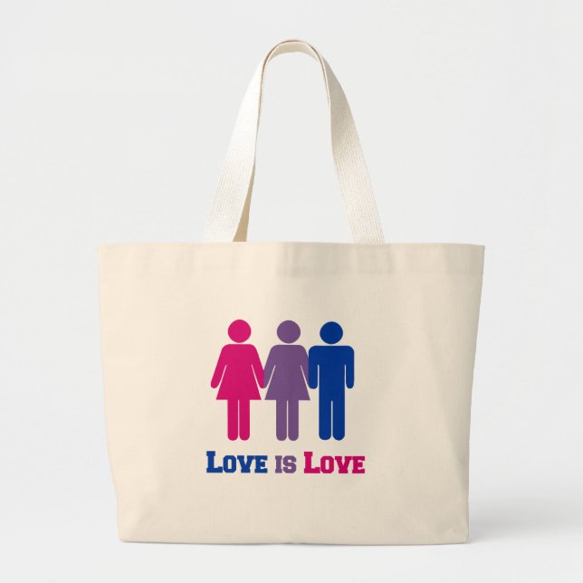 Bolsa Tote Grande O amor bissexual é amor (Frente)