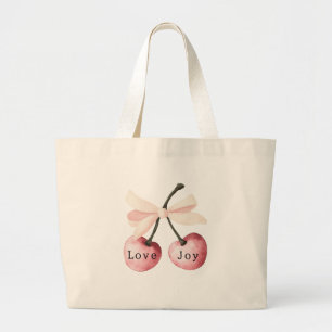 Bolsa Tote Grande O amor está no ar Joy Cherries