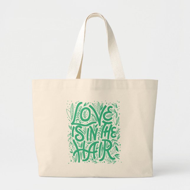 Bolsa Tote Grande O Amor Verde Está No Cabelo (Frente)