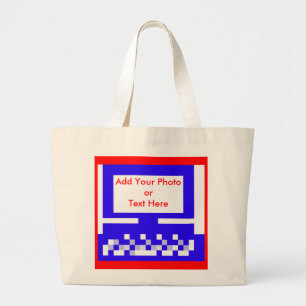 Bolsa Tote Grande O azul do computador das imagens da série do artis