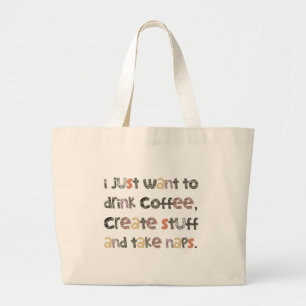 Bolsa Tote Grande O café da bebida, cria o material e toma sestas