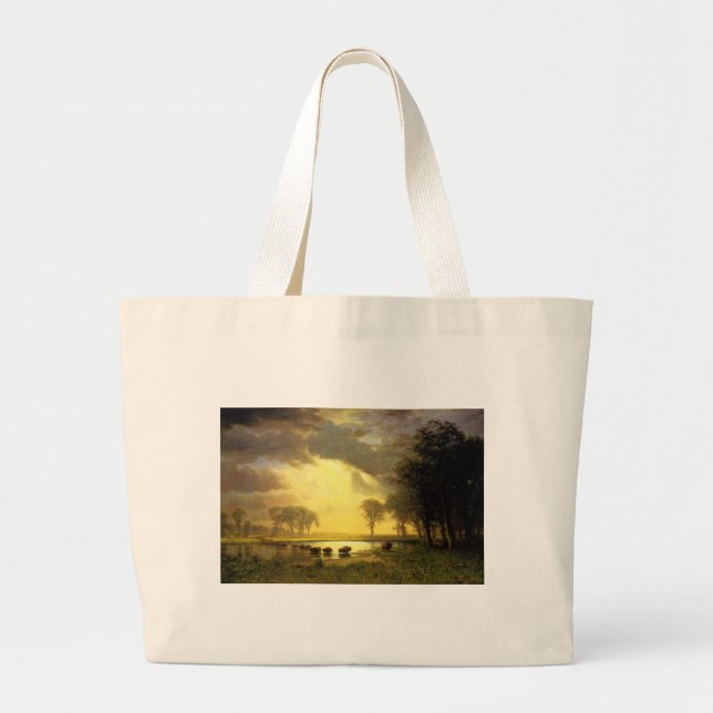 Bolsa Tote Grande O Caminho de Buffalo, Albert Bierstadt (Frente)
