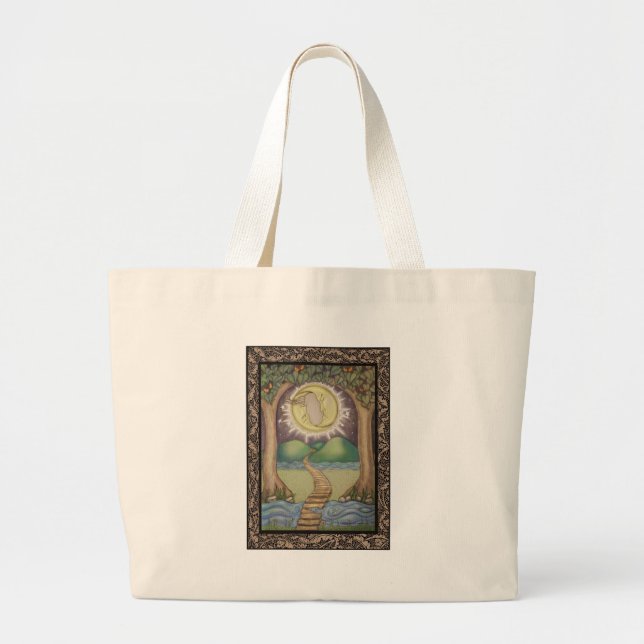 Bolsa Tote Grande O cartão de Tarot da lua (Frente)