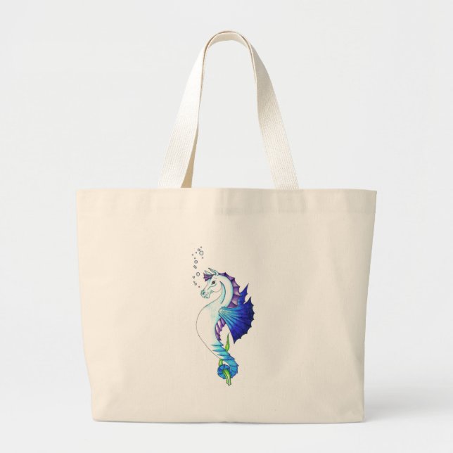 Bolsa Tote Grande O Cavalo de Água Azul (Frente)
