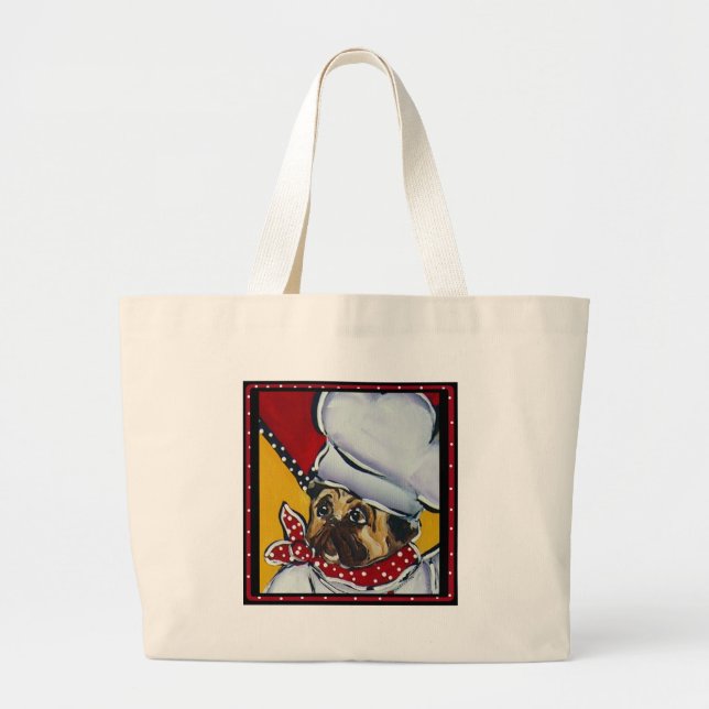 Bolsa Tote Grande O Chef Pug (Frente)