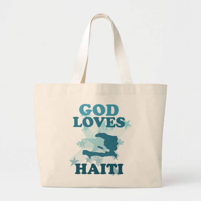 Bolsa Tote Grande O deus ama Haiti (Frente)