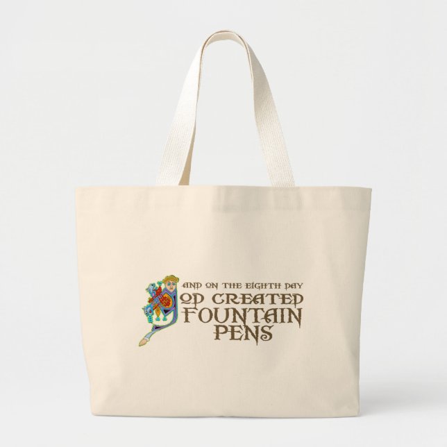 Bolsa Tote Grande O deus criou canetas de fonte (Frente)