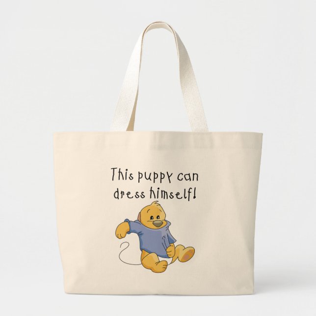Bolsa Tote Grande O filhote de cachorro veste acima o camiseta e os (Frente)