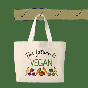 Bolsa Tote Grande O futuro é o VEGAN, com vegetais