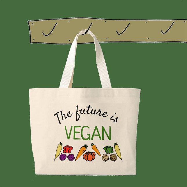 Bolsa Tote Grande O futuro é o VEGAN, com vegetais (Criador carregado)