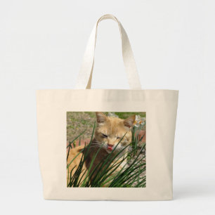 Bolsa Tote Grande O gatinho alaranjado dá a sacola da framboesa