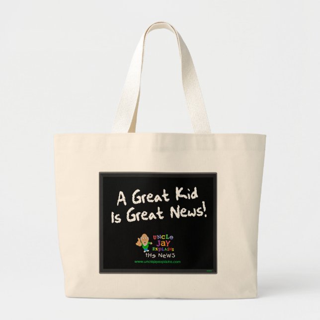Bolsa Tote Grande O "grande miúdo é saco da grande notícia" (Frente)