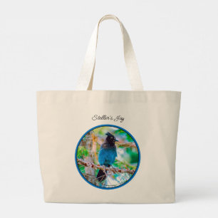 Bolsa Tote Grande O Jay de Steller na Floresta