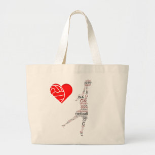 Bolsa Tote Grande O jogador posiciona o Netball do tema do atirador
