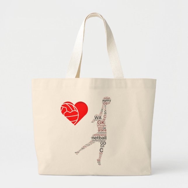 Bolsa Tote Grande O jogador posiciona o Netball do tema do atirador (Frente)