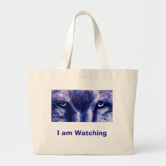 Bolsa Tote Grande O lobo Eyes, mim está olhando, saco (Frente)