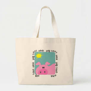 Bolsa Tote Grande O porco diz Oink o camiseta e os presentes