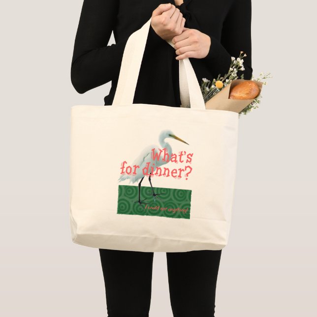Bolsa Tote Grande “O que é que há para jantar?” (Frente (produto))