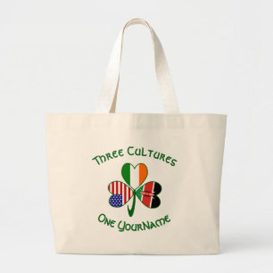 Bolsa Tote Grande O Queniano Irish American Flags Shamrock Seu Nome
