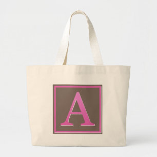 Bolsa Tote Grande O rosa e Brown rotulam um monograma