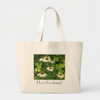 Bolsa Tote Grande O Rudbeckia branco, eu amo jardinar!