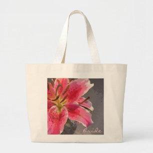 Bolsa Tote Grande O saco da noiva do lírio cor-de-rosa & branco