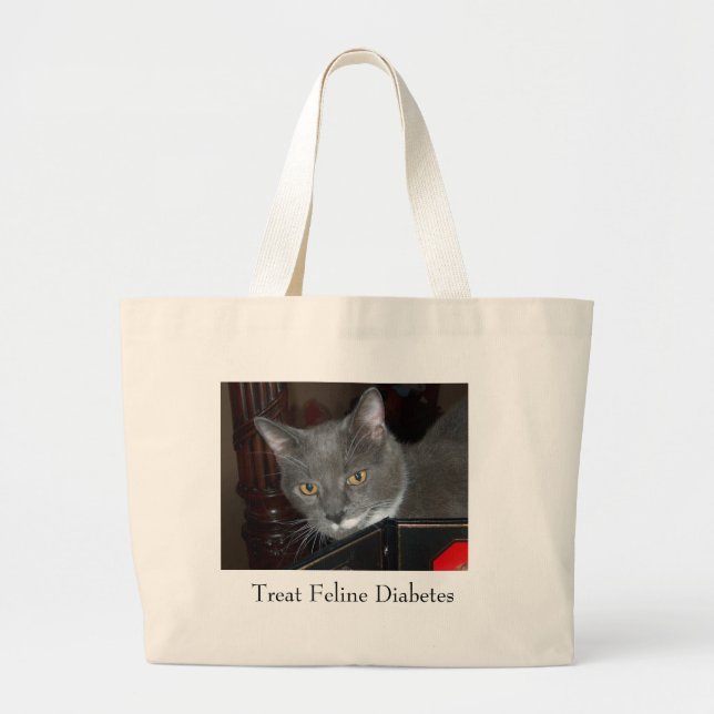 Bolsa Tote Grande O saco de Tristan, trata o diabetes felino (Frente)