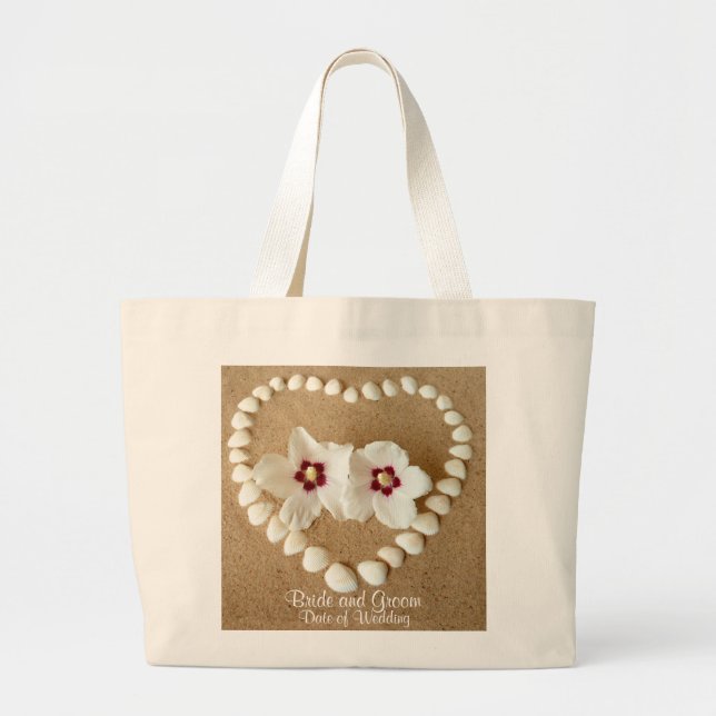 Bolsa Tote Grande O saco do casamento de praia para a noiva nomeia (Frente)
