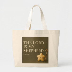 Bolsa Tote Grande O Senhor É Meu Pastor   Salmo 23:1 Verde Oliva
