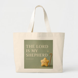 Bolsa Tote Grande O Senhor é Meu Pastor Salmo 23:1 Verde Sage