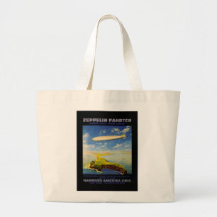 Bolsa Tote Grande O zepelim tropeça o ~ sobre o mar e a terra
