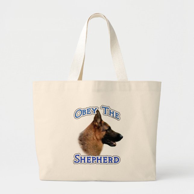 Bolsa Tote Grande Obedeça ao German shepherd (Frente)