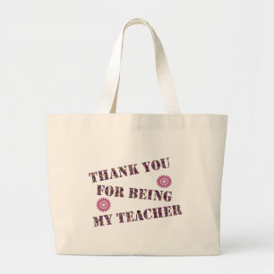 Bolsa Tote Grande Obrigado flor do rosa da apreciação do professor