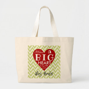 Bolsa Tote Grande Obrigado vermelho grande do professor do coração