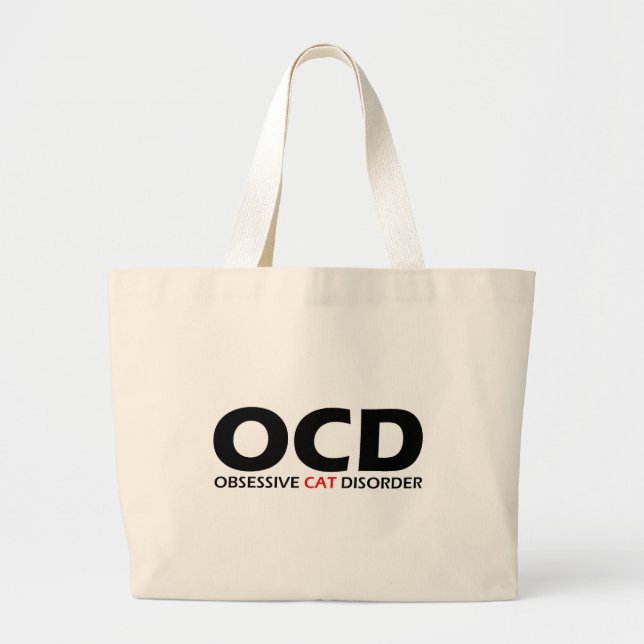 Bolsa Tote Grande OCD - Perturbação Obsessiva dos Gatos (Frente)