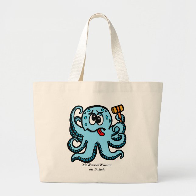 Bolsa Tote Grande Octopus Bonk, MeWarriorWoman no Twitch (Frente)