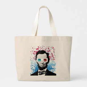 Bolsa Tote Grande Óculos 3D de Abraham Lincoln Patrióticos