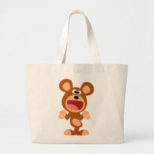 Bolsa Tote Grande "Oh…" Shrugging o saco do urso dos desenhos