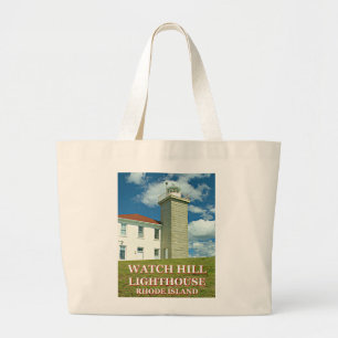 Bolsa Tote Grande Olhe o farol do monte, Rhode - sacola da ilha