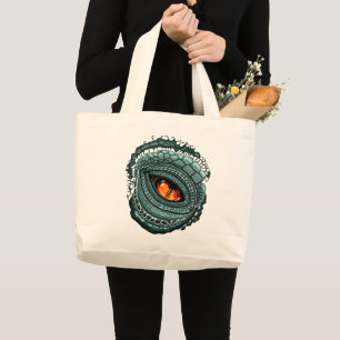 Bolsa Tote Grande Olho de Predador Réptil Primitivo
