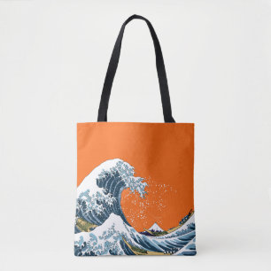 Bolsa Tote Grande onda alaranjada fora do pop moderno de