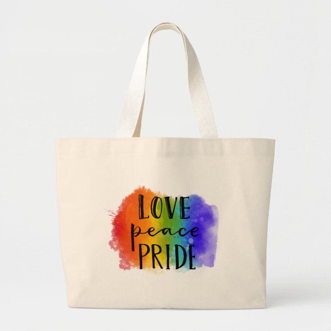 Bolsa Tote Grande Orgulho da Paz de Amor (Frente)