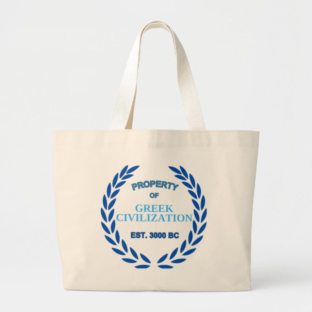 Bolsa Tote Grande Orgulho de ser grego - Propriedade da Civilização  (Frente)