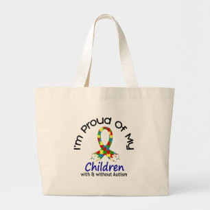 Bolsa Tote Grande Orgulhoso de minhas crianças com & sem autismo
