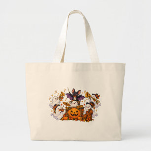 Bolsa Tote Grande Orquestra Fantasma Abóbora Tambor Halloween