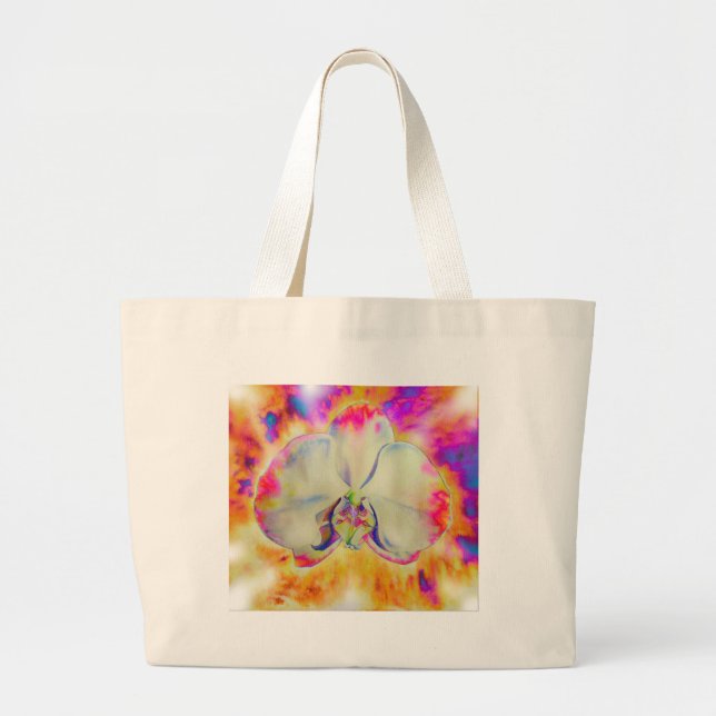 Bolsa Tote Grande Orquídea rosa, florais de aquarelas surreais (Frente)