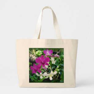 Bolsa Tote Grande Orquídeas magentas