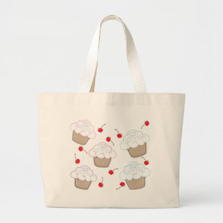 Bolsa Tote Grande Os cupcakes com Pastel polvilham & cerejas