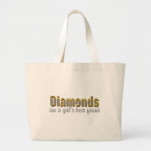 Bolsa Tote Grande os diamantes são um melhor amigo das meninas